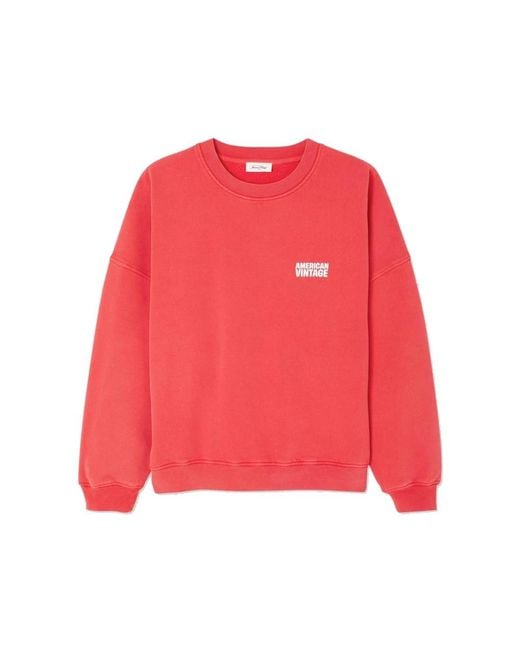 American Vintage Red Plizzy Cotton Sweatshirt