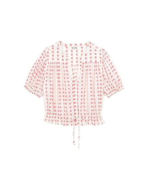 M.A.B.E Pink Karla Gathered Cotton Top