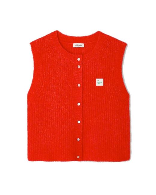 American Vintage Red East Sleeveless Cardigan