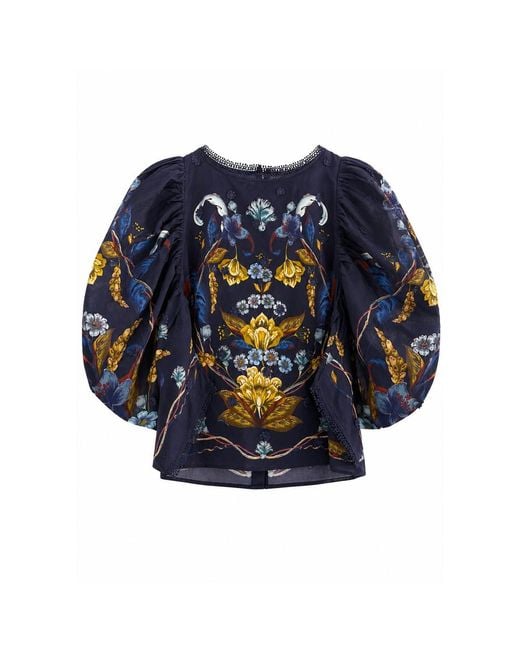 Farm Rio Blue Golden Nature Cotton Blouse