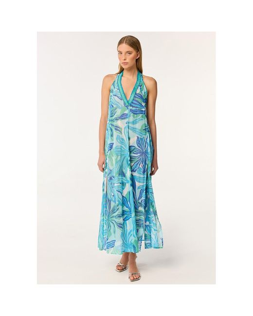 Poupette Blue Nava Cotton Stripe Sari Dress