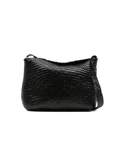 Dragon Diffusion Black Santa Marta Leather Woven Bag