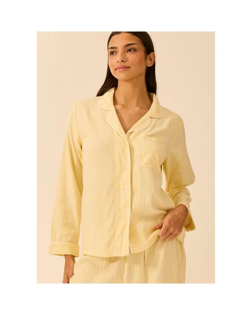 Stripe & Stare Yellow Soft Brushed Woven Pyjama Top