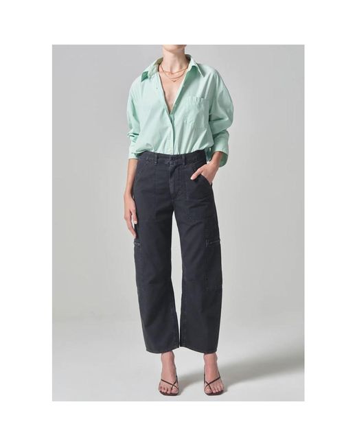 Citizens of Humanity Blue Marcelle Sateen Cargo Jean