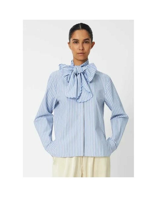Stella Nova Blue Striped Scallop Bow Shirt