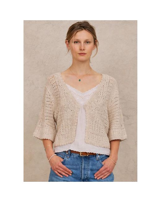 M.A.B.E Natural Margo Crochet Cardigan
