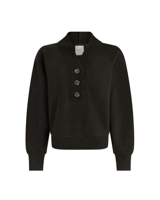 Varley Black Lucine Button Front Sweat