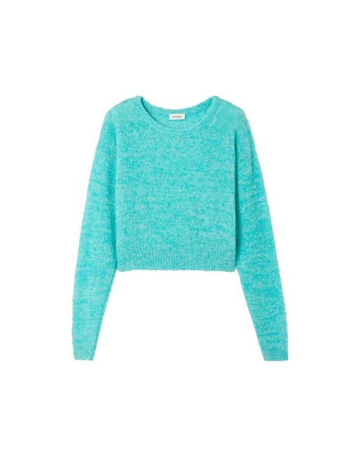 American Vintage Blue Nuggy Cropped Wool Jumper