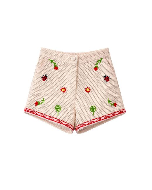NOIB Pink Ziva Crochet Shorts