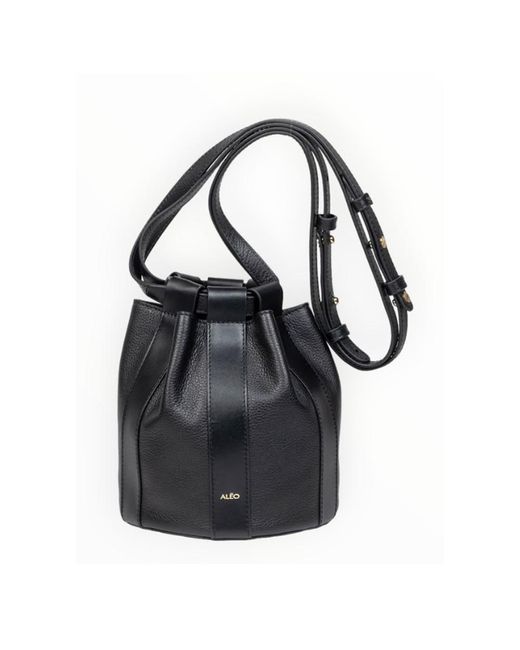 ALEON Black Lotus Leather Bucket Bag