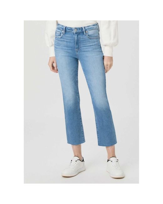 PAIGE Blue Cindy High Rise Straight Crop Jeans