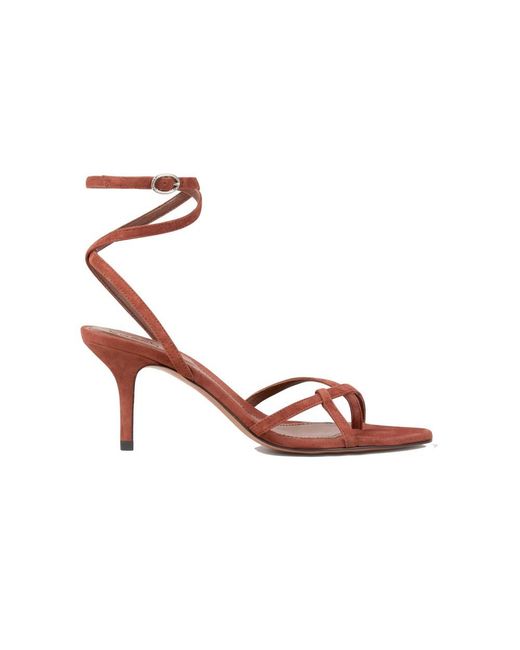 Ba&sh Pink Cera Suede Heeled Sandals