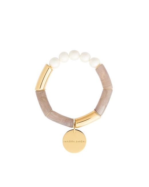 Vanessa Baroni Metallic Flex Pearl Bracelet
