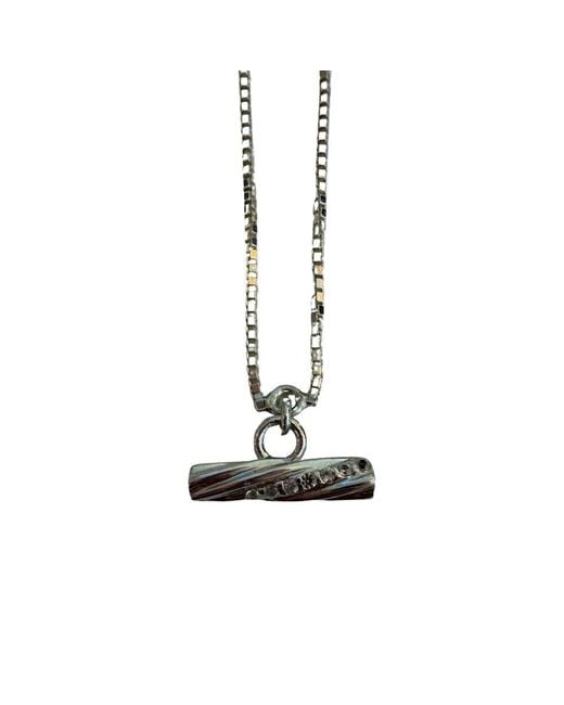 Rachel Jackson White Mini Twisted T Bar Necklace