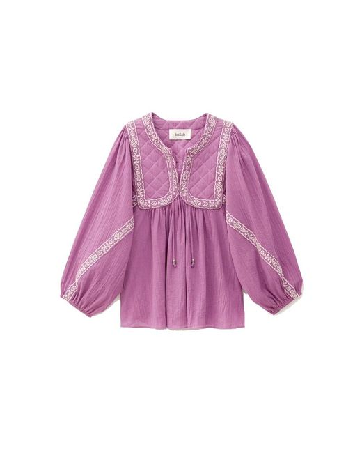 Ba&sh Purple Praveen Organic Cotton Embellished Blouse