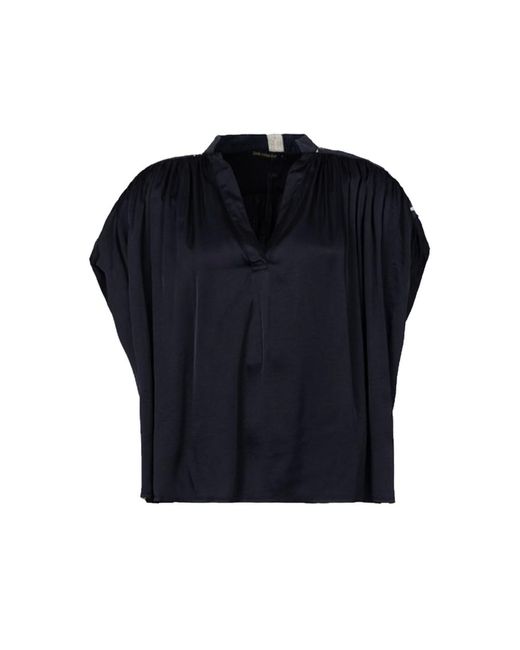 Greek Archaic Kori Blue Roots Silky Shoulder Detail Blouse