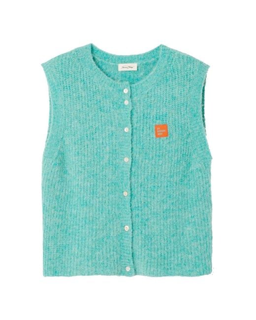 American Vintage Blue East Sleeveless Cardigan