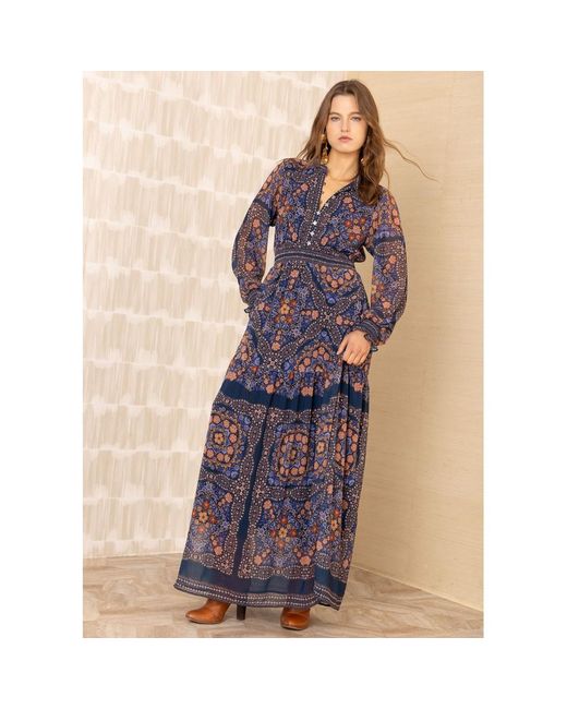 Hale Bob Blue Paisley Floral Maxi Dress