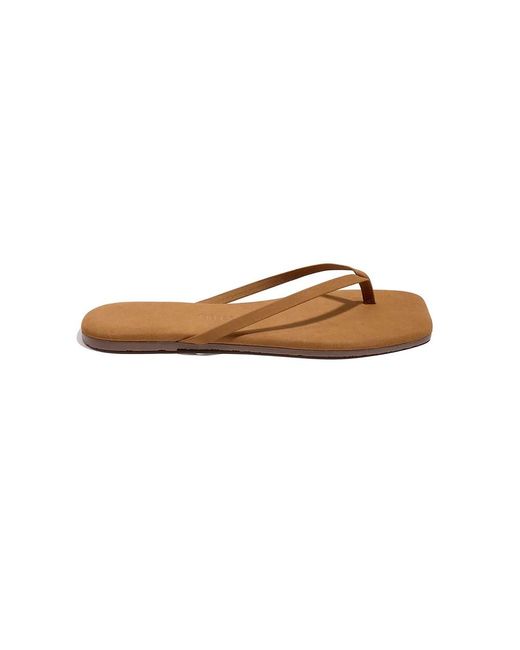 TKEES Brown Lily Square Toe Suede Flip Flops