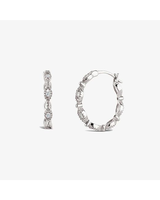 Dinny Hall Metallic 14ct White Gold Jasmine Diamond Click Hoop Earrings (pair)