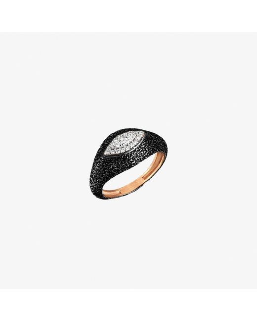 Kismet by Milka 14ct Black Gold And Diamond Eye Pinky Ring | Lyst UK