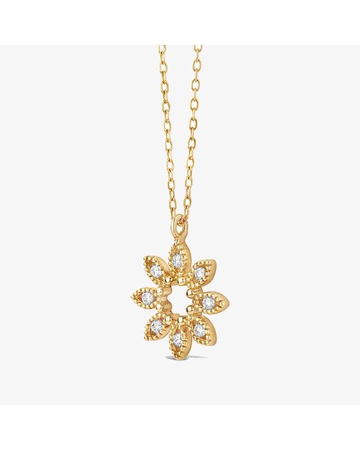 Dinny Hall Metallic 14ct Yellow Gold Jasmine Flower Diamond Pendant Necklace