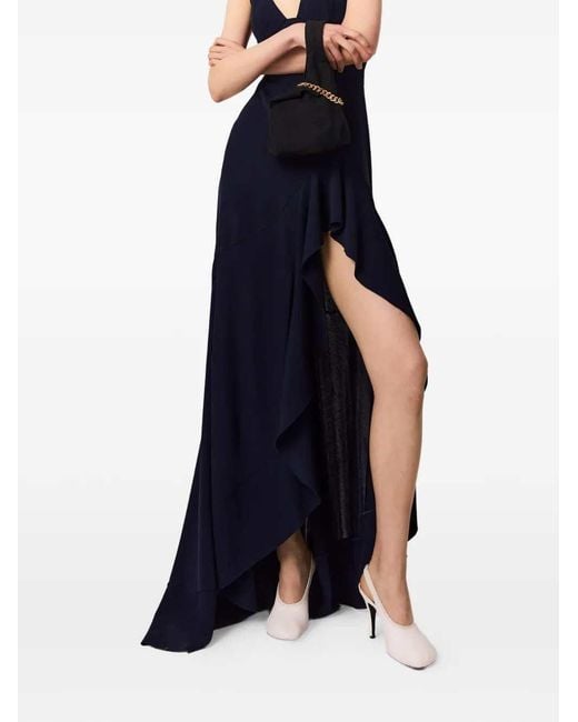 Stella McCartney Blue Asymmetric Dress With Ruffles