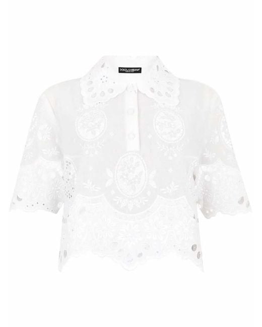 Dolce & Gabbana White Embroidered Polo Shirt