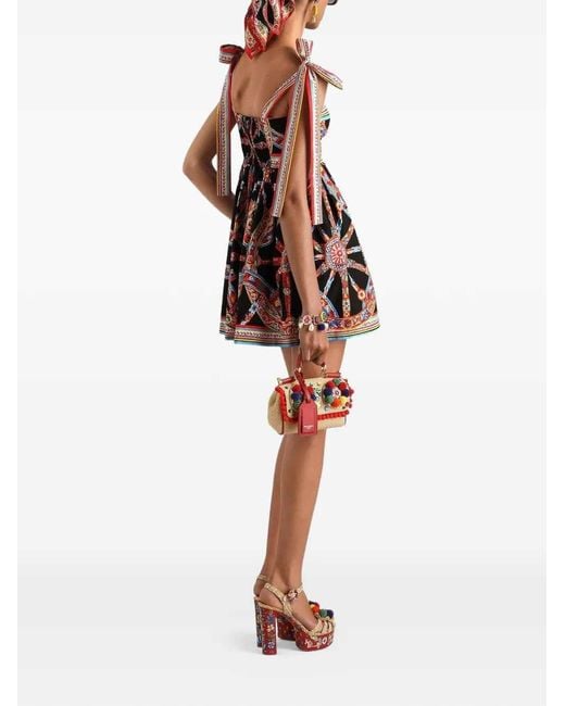 Dolce & Gabbana Red Printed Poplin Dress