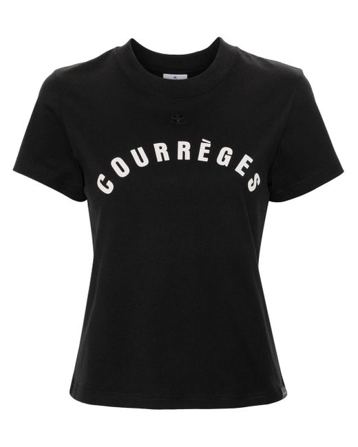 Courreges Black Ac Straight Cotton T-Shirt