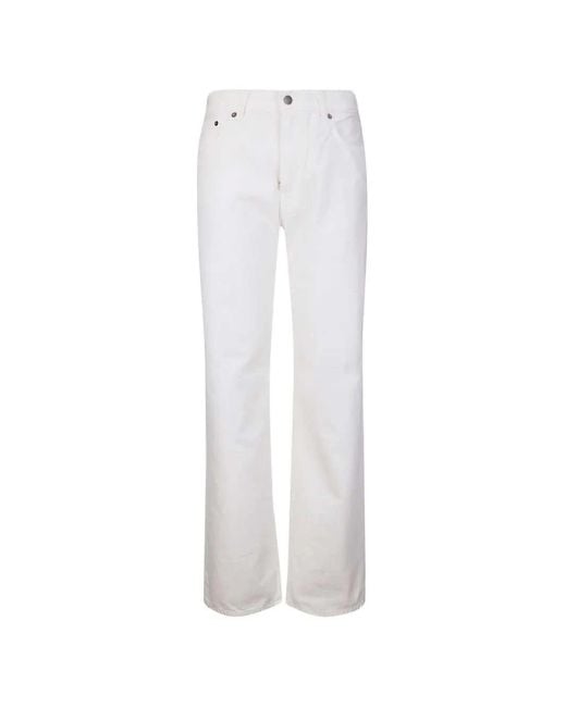 Haikure White Jeans With Logo Patch
