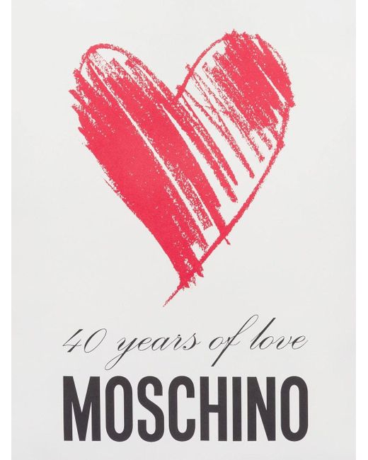Moschino White 40 Years Of Love Nappa Shopper