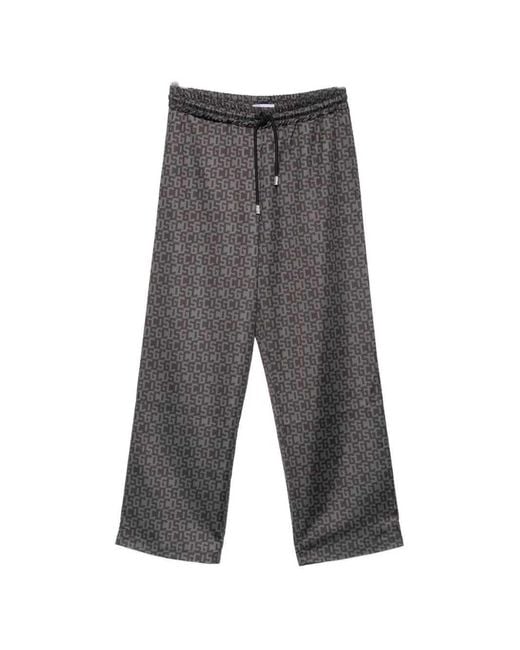 Gcds Gray "Monogram Logo" Nylon Trousers for men