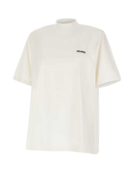 The Attico White High-Neck T-Shirt With Logo Print