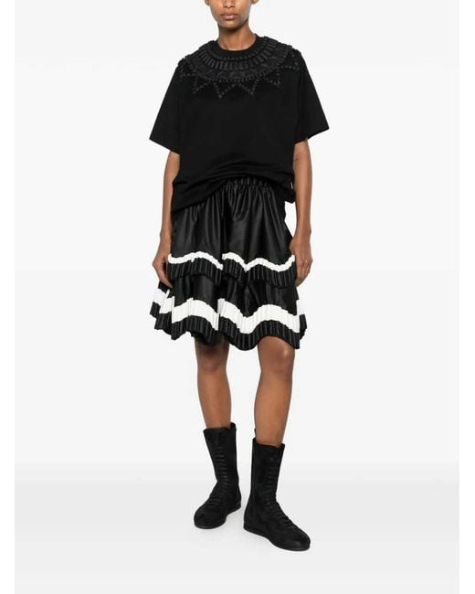 RAXXY Black T-Shirt With Quilted Details