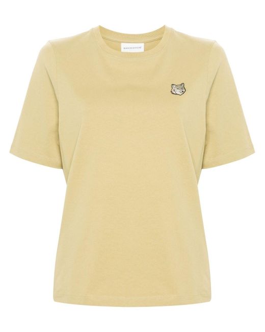 T-Shirt Con Stampa Fox di Maison Kitsuné in Yellow