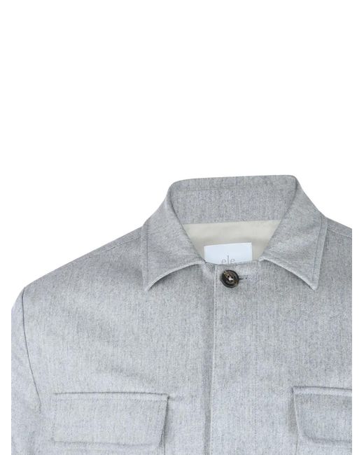 Eleventy Blue Shirt Jacket With Pockets for men