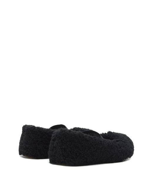 Moon Boot Black Shearling Ballet Flats