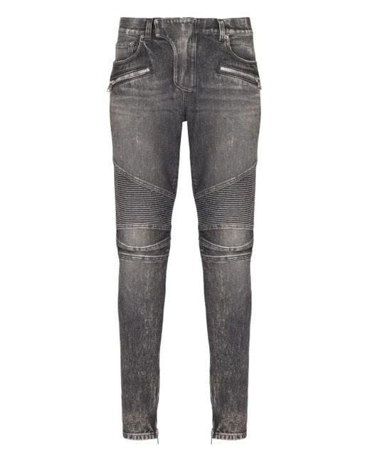 Balmain Gray Biker Slim Jeans for men