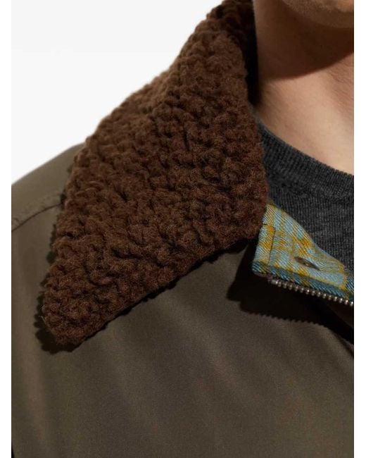 Maison Margiela Brown Jacket With Shearling Collar And Flap Pockets for men