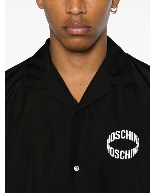 Moschino Black Short-Sleeved Shirt With Print for men