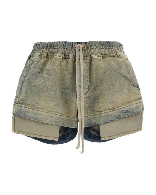 Rick Owens Green Fw25 Concordians Fog Denim Boxer Shorts