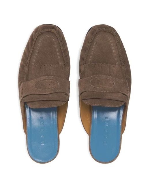 Marni Brown Fringed Clogs for men