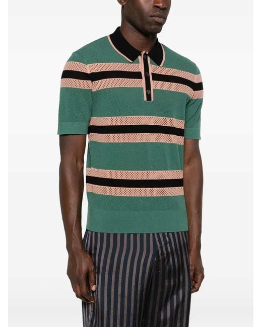 Dries Van Noten Green "Mercy Stripe" Polo Shirt for men