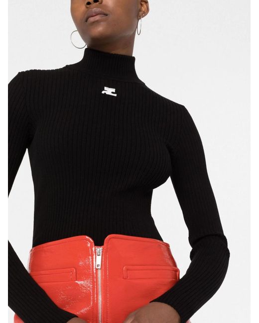 Courreges Black Ribbed Sweater
