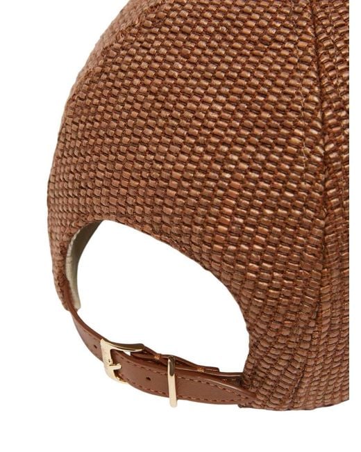 Max Mara Brown Raffia-Effect Baseball Cap