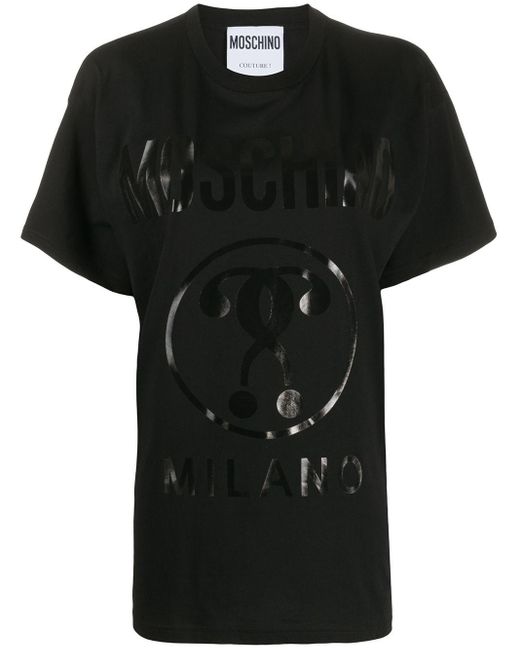T-Shirt Oversize Con Logo Stampato di Moschino in Black