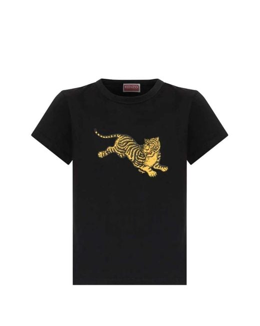 KENZO Black Tiger-Print T-Shirt