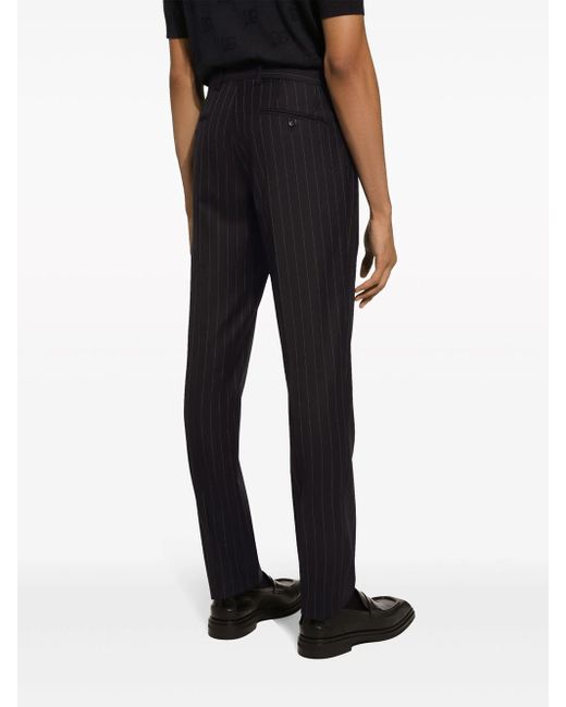 Dolce & Gabbana Black Pinstriped Tailored Trousers for men