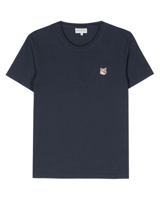 T-Shirt Con Applicazione di Maison Kitsuné in Blue